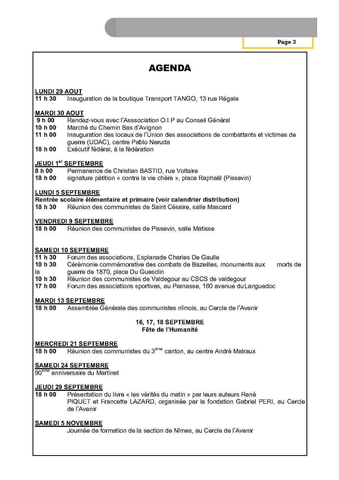 INFO SECTION SEPTEMBRE 2011 - 3
