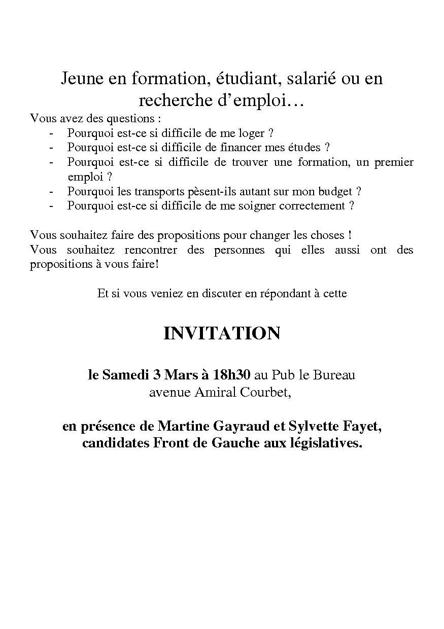 Invitation Samedi 3 Mars