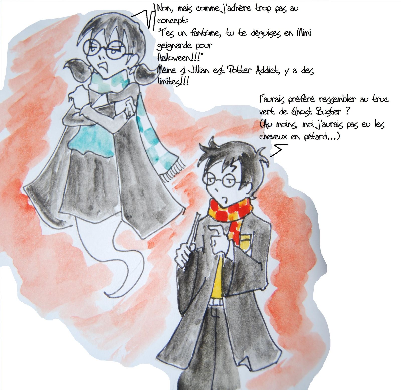 Milaël-Mimi geignarde et Godefroy Harry Potter