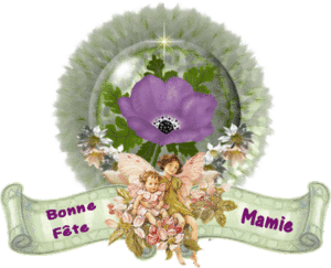 bonne-fete-mamie-2-anges-sur-une-banni-re-avec-une-fleur-bleue.gif