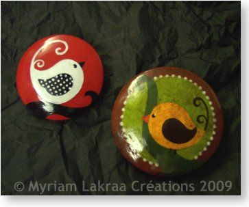 Myriam Lakraa - Broche en bois, peinture acrylique, motif by Créenfantin null