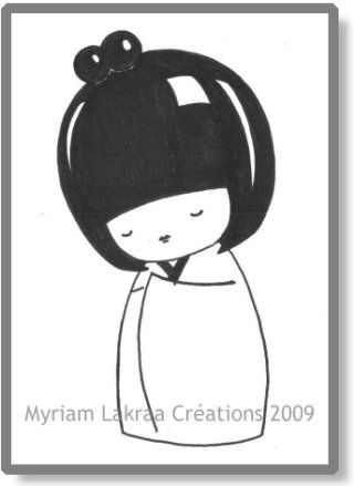Dessin au feutre noir, 2009 Kokeshi : dessin