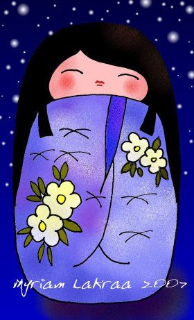 Kokeshi : dessin et mise en couleur infographie - 2007 - Myriam Lakraa Créations