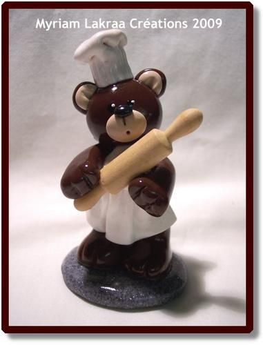 Le cuisinier - Figurine en pâte polymère fimo - 2009 - Mlakraacreations Ours