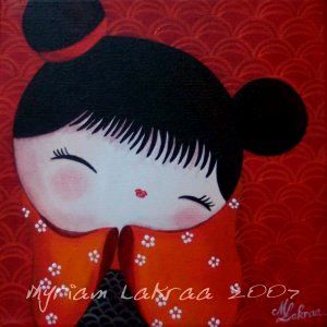 Kokeshi : "sachiko" - Acrylique sur toile, 2007 - Myriam Lakraa
