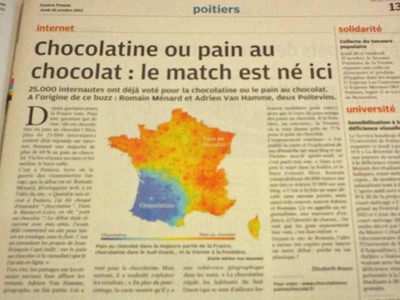 Cartographie des résultats de Chocolatine ou Pain au chocolat ?