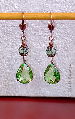 earrings, green cristal, boucles oreilles, cristal vert, bijou, nature, Lore M earrings, green cristal, boucles oreilles, cristal vert, bijou, nature, Lore M