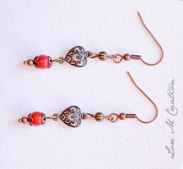 corail, heart, earrings, coeurs dentelles, corail, boucles oreilles, bijou, Lore M corail, heart, earrings, coeurs dentelles, corail, boucles oreilles, bijou, Lore M