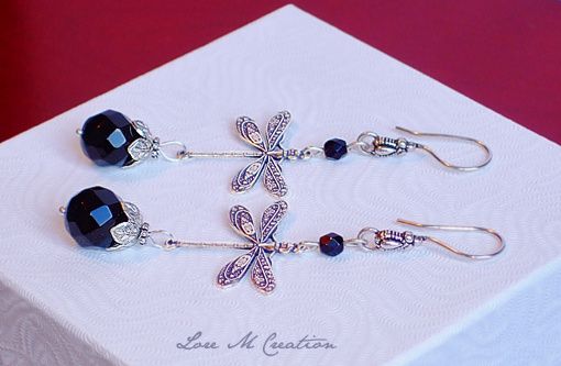 earrings, dragonflies, boucles oreilles, libellules, argent, onyx, bijou, Lore M earrings, dragonflies, boucles oreilles, libellules, argent, onyx, bijou, Lore M
