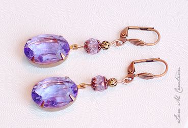 Rare vintage glass light Amethyst, earrings, boucles oreilles, améthyste, cristal, bijou, Lore M Rare vintage glass light Amethyst, earrings, boucles oreilles, améthyste, cristal, bijou, Lore M
