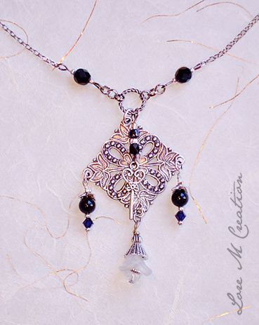 collier, argent, onyx, oriental, bijou, Lore M, necklace collier, argent, onyx, oriental, bijou, Lore M, necklace