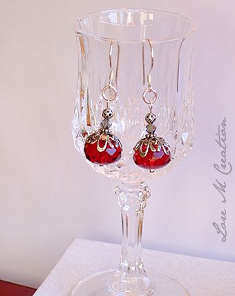 georgeous red cristal, earwire sterling silver, boucles oreilles cristal rouge, bijou, Lore M georgeous red cristal, earwire sterling silver, boucles oreilles cristal rouge, bijou, Lore M