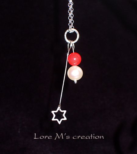 sterling silver necklace, collier argent perles étoile sterling silver necklace, collier argent perles étoile