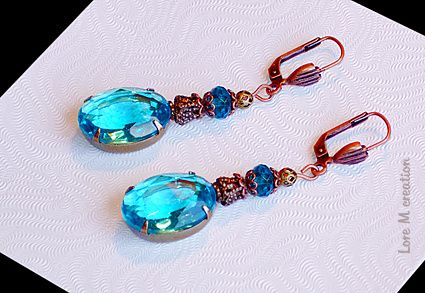 earrings, blue cristal, boucles oreilles, cristal bleu, ocean, bijou, nature, Lore M earrings, blue cristal, boucles oreilles, cristal bleu, ocean, bijou, nature, Lore M