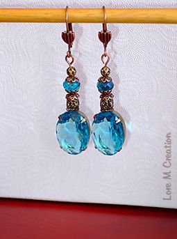 earrings, blue cristal, boucles oreilles, cristal bleu, ocean, bijou, nature, Lore M earrings, blue cristal, boucles oreilles, cristal bleu, ocean, bijou, nature, Lore M