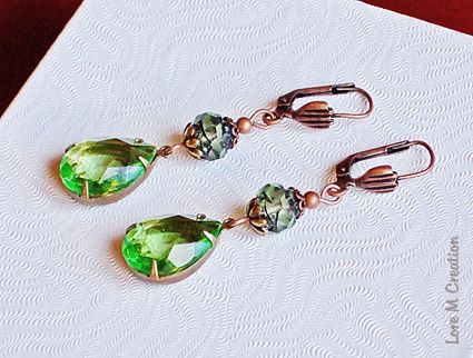 earrings, green cristal, boucles oreilles, cristal vert, bijou, nature, Lore M earrings, green cristal, boucles oreilles, cristal vert, bijou, nature, Lore M