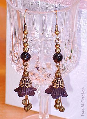 earrings, black flowers, boucles d'oreilles, fleurs, roses noires, vintage, bijou, Lore M earrings, black flowers, boucles d'oreilles, fleurs, roses noires, vintage, bijou, Lore M