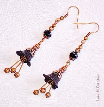 earrings, black flowers, boucles d'oreilles, fleurs, roses noires, vintage, bijou, Lore M earrings, black flowers, boucles d'oreilles, fleurs, roses noires, vintage, bijou, Lore M