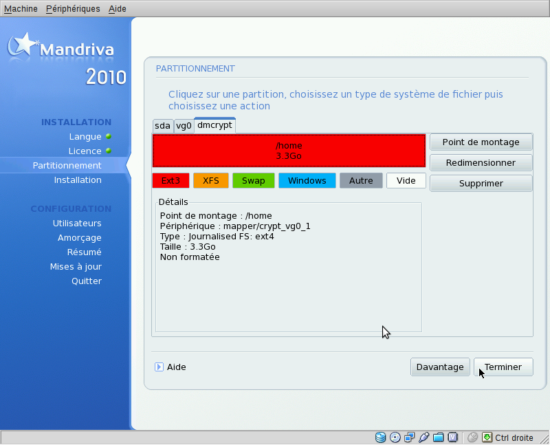 db2 sur le répertoire d'installation de Linux