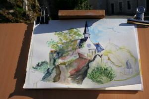 Aquarelle perso Eglise de Béhuard