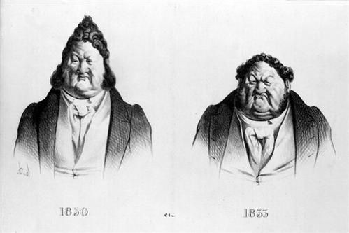 CDATA[250 lithographies, voici ce que nous propose la BNF pour découvrir l’oeuvre de ce fabuleux caricaturiste, père de la caricature moderne qui brossa
le 19e siècle au fusain dans les journaux La Silhouette, La Caricature et Charivari. Le début de sa carrière axée sur la politique connut très vite une vive envolée, puis
s’élargit aux peintures mordantes des moeurs de l’époque suite aux lois de censure de 1835, “lois scélérates” contre les délits de presse notamment (1) auxquelles ne survécut que le
journal Charivari sur les trente journaux républicains qui existaient à l’époque.
Personne n’est épargné : de Napoléon III aux grands bourgeois, il traque et dénonce les travers et hypocrisies de ses contemporains.
![