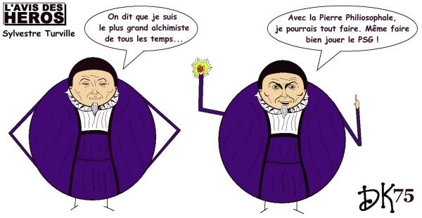 Tags : BD petit format, Akim Color, La dynastie des Turville, Sylvestre Turville, alchimie, pierre philosophale, PSG, football, dessin, humour, Paris Saint-Germain, alchimiste Tags : BD petit format, Akim Color, La dynastie des Turville, Sylvestre Turville, alchimie, pierre philosophale, PSG, football, dessin, humour, Paris Saint-Germain, alchimiste