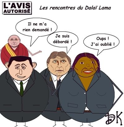 Tags : Dalaï Lama, Tibet, Droits de l'Homme, Nicolas Sarkozy, JO de Pékin 2008, Jeux Olympiques, Chine, Timonier, cérémonie d'ouverture des J.O., Sénat, huis-clos, Géorgie, Russie, Bernard Kouchner, Rama Yade, Ségolène Royal, UMP, PS, Droite, cause tibétaine, presse, France, dessin humour, l'avis autorisé Tags : Dalaï Lama, Tibet, Droits de l'Homme, Nicolas Sarkozy, JO de Pékin 2008, Jeux Olympiques, Chine, Timonier, cérémonie d'ouverture des J.O., Sénat, huis-clos, Géorgie, Russie, Bernard Kouchner, Rama Yade, Ségolène Royal, UMP, PS, Droite, cause tibétaine, presse, France, dessin humour, l'avis autorisé