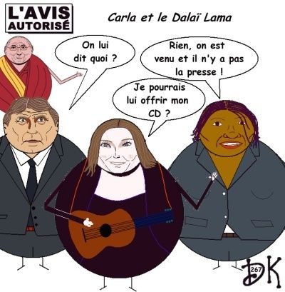 Tags : Dalaï Lama, sage tibétain, ministres français, Bernard Kouchner, Carla Bruni-Sarkozy même pas nue, Rama Yade pas nue non plus, ambassadeur de Chine en France, Nicolas Sarkozy, Ferrero Roche d'Or, Lodève, rencontre, huis-clos, Sénat, talonettes, Kadhafi, Droits de l'Homme, Jeux Olympiques de Pékin 2008, JO, J.O., répression au Tibet, dessin humour, l'avis autorisé Tags : Dalaï Lama, sage tibétain, ministres français, Bernard Kouchner, Carla Bruni-Sarkozy même pas nue, Rama Yade pas nue non plus, ambassadeur de Chine en France, Nicolas Sarkozy, Ferrero Roche d'Or, Lodève, rencontre, huis-clos, Sénat, talonettes, Kadhafi, Droits de l'Homme, Jeux Olympiques de Pékin 2008, JO, J.O., répression au Tibet, dessin humour, l'avis autorisé