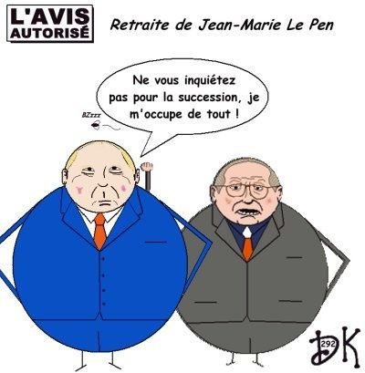 Tags : retraite de Jean-Marie Le Pen, Marine Le Pen, Bruno Gollnisch, FN, Front National, Extrème droite, fachos, anti-racisme, gouvernement, UMP, Nicolas Sarkozy, Brice Hortefeux, EDVIGE, CRISTINA, Benjamin Franklin, liberté, sécurité, caméras de surveillance, Paquebot, dessin humoristique, gag, l'avis autorisé,humour