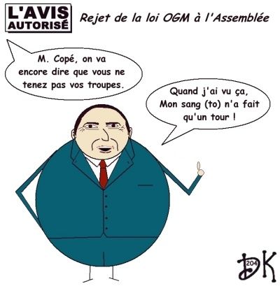 Tags : José Bové, gauche, André Chassaigne, rejet de la loi sur les OGM, UMP, Monsanto, Jean-François Copé, Nicolas Sarkozy, échec, dessin, humour Tags : José Bové, gauche, André Chassaigne, rejet de la loi sur les OGM, UMP, Monsanto, Jean-François Copé, Nicolas Sarkozy, échec, dessin, humour