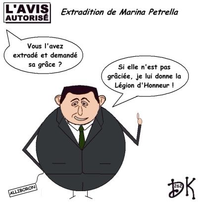 Tags : Marina Petrella, Brigades Rouges, Cesare Battisti, extradition, condamnation prison à vie, perpétuité, années de plomb, Silvio Berlusconi, Nicolas Sarkozy, François Fillon, UMP, François Mitterrand, FARC, Maurice Papon, Little Brother, l'avis autorisé, dessin humour Tags : Marina Petrella, Brigades Rouges, Cesare Battisti, extradition, condamnation prison à vie, perpétuité, années de plomb, Silvio Berlusconi, Nicolas Sarkozy, François Fillon, UMP, François Mitterrand, FARC, Maurice Papon, Little Brother, l'avis autorisé, dessin humour