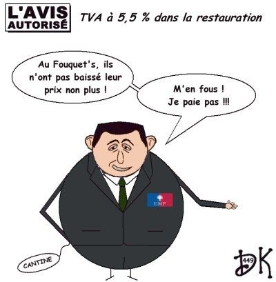 Tags : TVA à 5,5 % dansla restauration, TVA à 19,6 %, Nicolas Sarkozy, communication, UMP, Xavier Bertrand, restaurateurs, fiche justificative, restaurants,médecins, adhésions, emprunt, Christine Lagarde, ministre de l'économie, 70 000 créations d'emploi, baisse des prix, menu, café, addition, 2,5 milliards d'euros, Jacques Chirac, RTL, radio, Jean-Michel Aphatie, sticker, Michael Jackson, estomac vide, gueuleton, l'avis autorisé, dessin humoristique, parodie, caricature, gag politique, humour, image, joke, Fouquet's Tags : TVA à 5,5 % dansla restauration, TVA à 19,6 %, Nicolas Sarkozy, communication, UMP, Xavier Bertrand, restaurateurs, fiche justificative, restaurants,médecins, adhésions, emprunt, Christine Lagarde, ministre de l'économie, 70 000 créations d'emploi, baisse des prix, menu, café, addition, 2,5 milliards d'euros, Jacques Chirac, RTL, radio, Jean-Michel Aphatie, sticker, Michael Jackson, estomac vide, gueuleton, l'avis autorisé, dessin humoristique, parodie, caricature, gag politique, humour, image, joke, Fouquet's