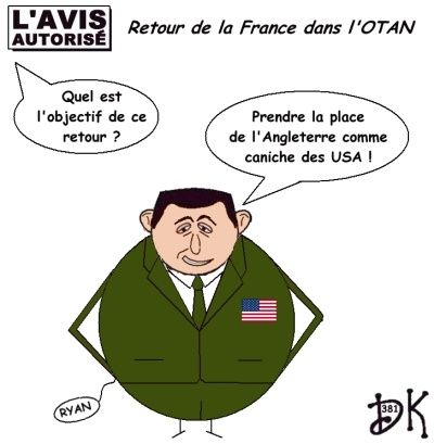 Tags : Nicolas Sarkozy, OTAn, retour de la France, l'avis autorisé, dessin humour, gag politique, humoristique, soldat Ryan, USA, Etats Unis, Angleterre, caniche Tags : Nicolas Sarkozy, OTAn, retour de la France, l'avis autorisé, dessin humour, gag politique, humoristique, soldat Ryan, USA, Etats Unis, Angleterre, caniche
