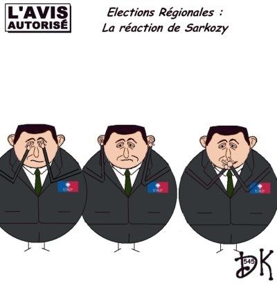 Tags : réaction, Nicolas Sarkozy, ump, gouvernement, défait, raclée, branlée, élections régionales, 13 mars 2010, les 3 singes, rien vu, rien entendu, rien dit, dessin humoristique, gag politique, caricature, parodie, image, humour, joke, drôle, l'avis autorisé, dessin de presse, dk Tags : réaction, Nicolas Sarkozy, ump, gouvernement, défait, raclée, branlée, élections régionales, 13 mars 2010, les 3 singes, rien vu, rien entendu, rien dit, dessin humoristique, gag politique, caricature, parodie, image, humour, joke, drôle, l'avis autorisé, dessin de presse, dk