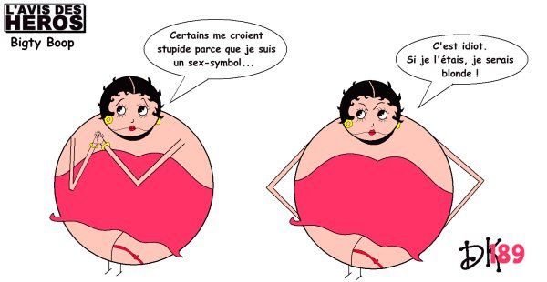 Tags : Betty Boop, dessin animé, studios Fleisher, Bimbo, sex-symbol, Marilyn Monroe, l'avis des héros, strip humoristique, dessin humour, parodie, caricature, joke, image