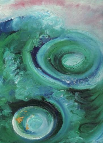 "Flots autour de Nokonoshima" "waves around Nokonoshima" huile sur toile-oil on canvas-24x30cm-D'Ocean-Tochou Ch.copyright