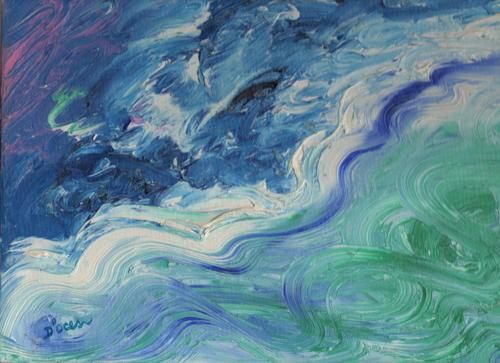 "Nuit de tempête"- "Stormy night" huile sur toile- oil on canvas 4F- 33x29cm-D'Ocean-Tochou Ch. copyright