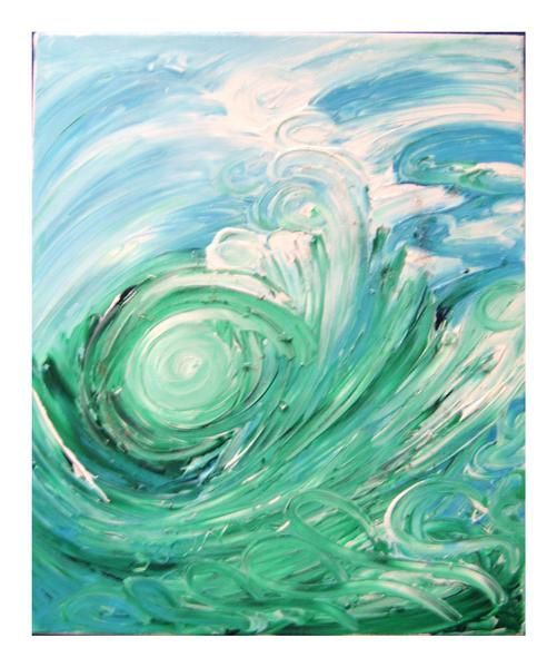 Vortex n°10-"Le saut de l'ange"-"Angel's diving" huile sur toile&cristal-8F- Oil on canvas&crystal-D'Ocean-Tochou Ch. copyright