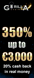 Free Casino - Gorilla Casino : 350% up to 3000€ + 20% cash back