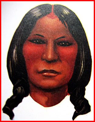 Tribu Kiowa, ici le rouge évoque le bonheur, mais aussi pour souligné sa beauté, pour le retour des guerriers victorieux dans le camp