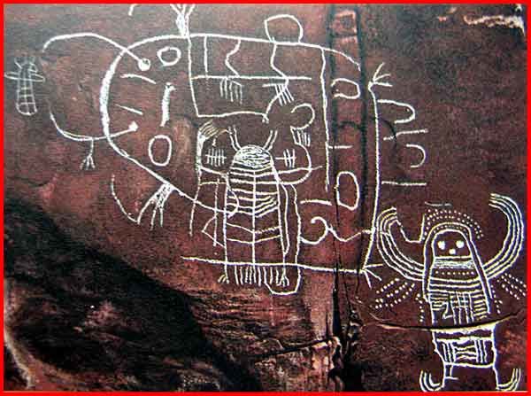 Un pétroglyphe est un dessin symbolique gravé sur de la pierre (surface rocheuse à l'état naturel)