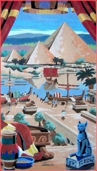 sable colore representant l'egypte antique avec la reine cleopatre