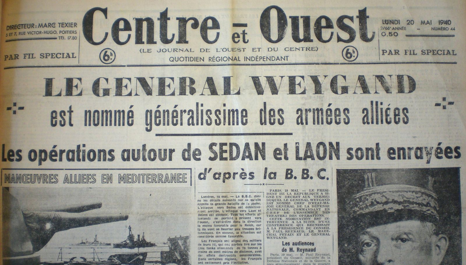 Weygand nommé généralissime 20 MAI 1940