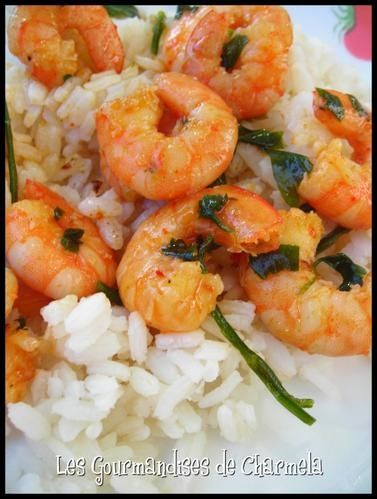 Crevettes sautées miel, gingembre, piment cayenne.. DSCN6189