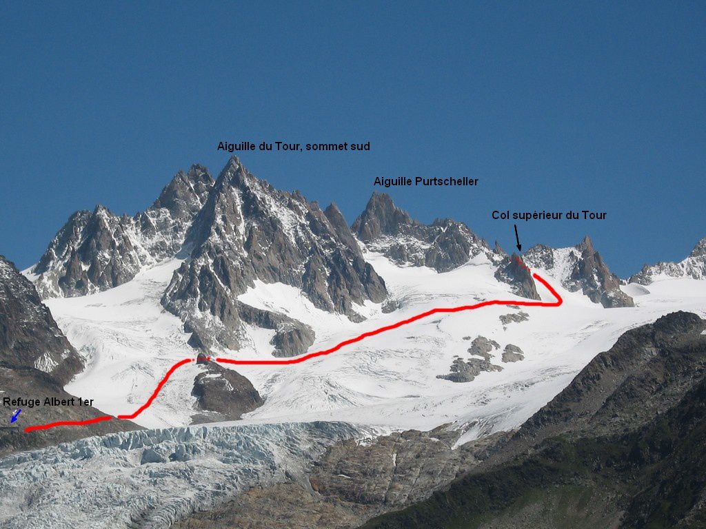 Ascension de l'Aiguille du Tour, sommet Sud, 3542m, en 1 jour le 5 juillet  2008 - Vivalpi