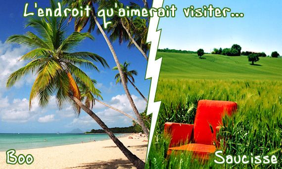 Quel endroit aimeriez vous visiter ? Quel endroit aimeriez vous visiter ?