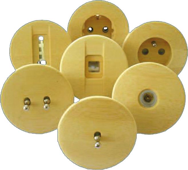 modelec iris interrupteur prises rondes bois hetre a peind