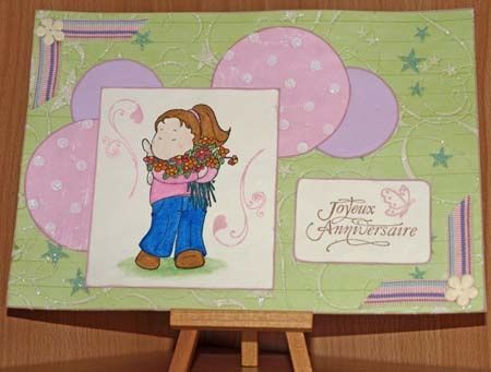 carte anniversaire rose vert