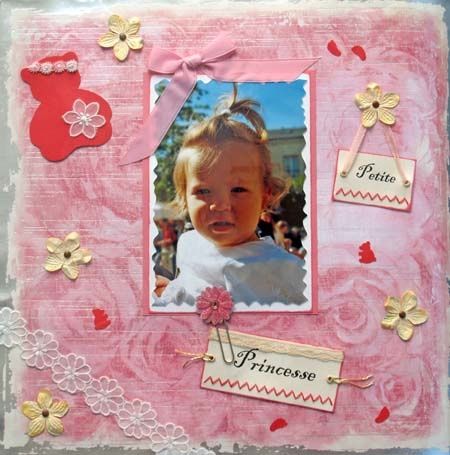 baptême scrap rose