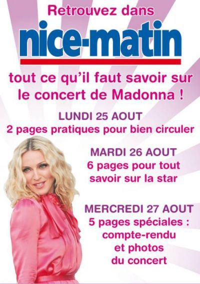 Sticky & Sweet Tour: Special coverage in ''Nice-Matin'' for 3 days
